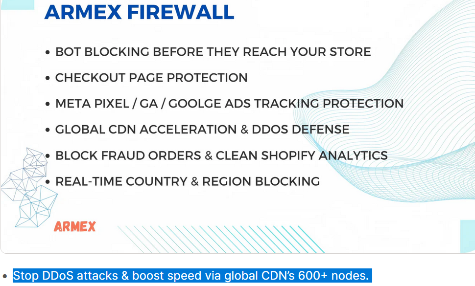 Plugin slide with various WAF Proxy features